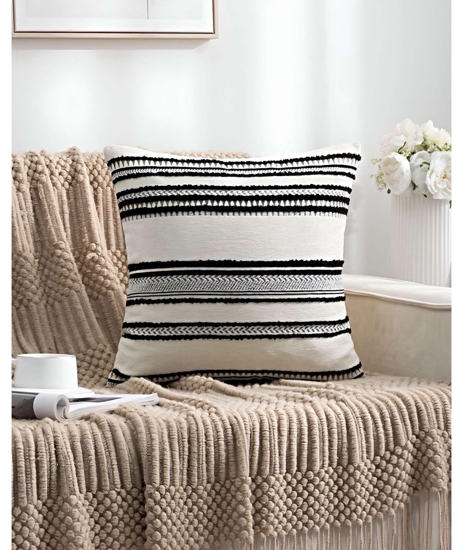 JUEGO DE 4 FUNDAS DE COJINES DISEÑO CHENILLE LINEAS MANDALA A2-2