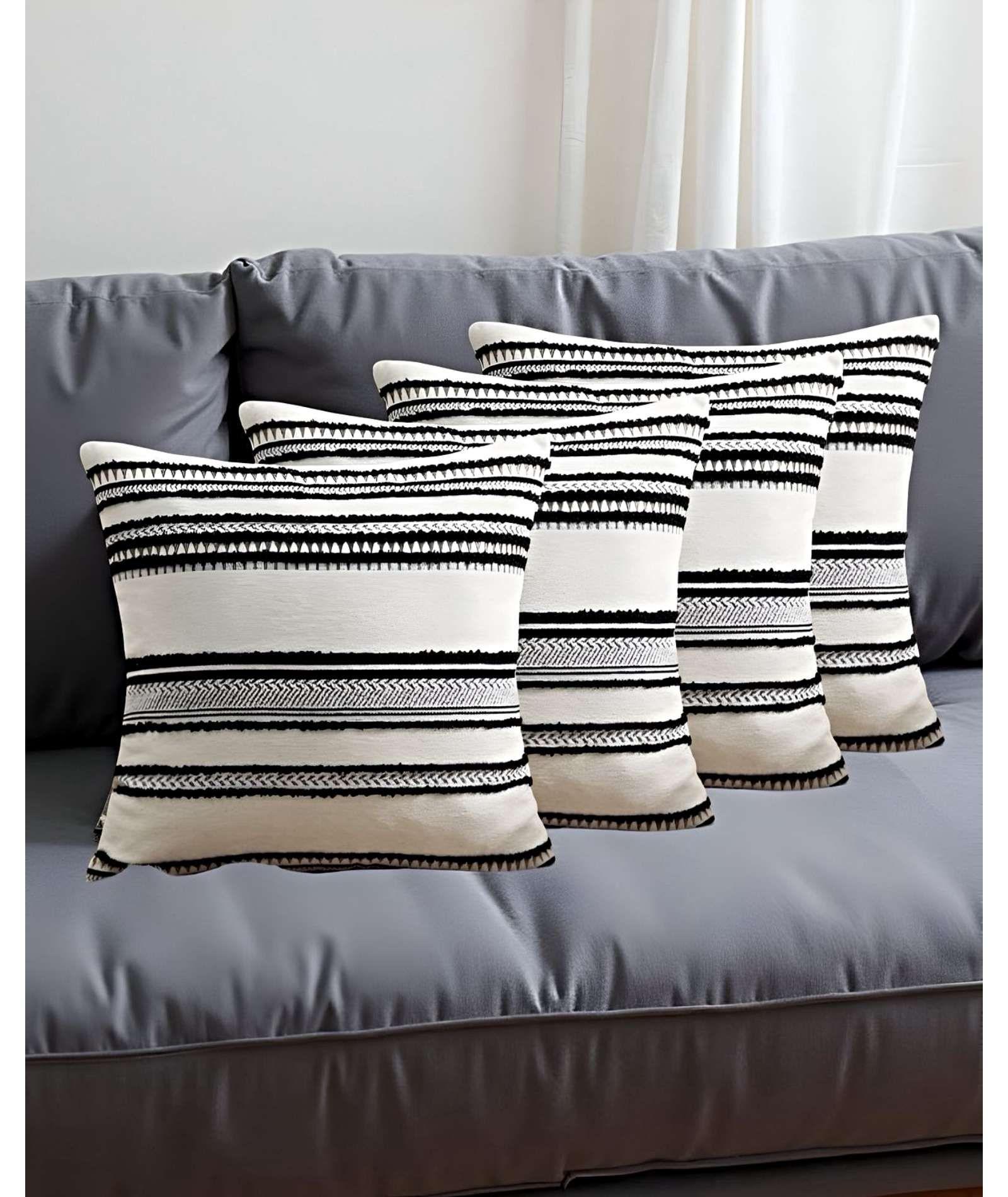 JUEGO DE 4 FUNDAS DE COJINES DISEÑO CHENILLE LINEAS MANDALA A2-3