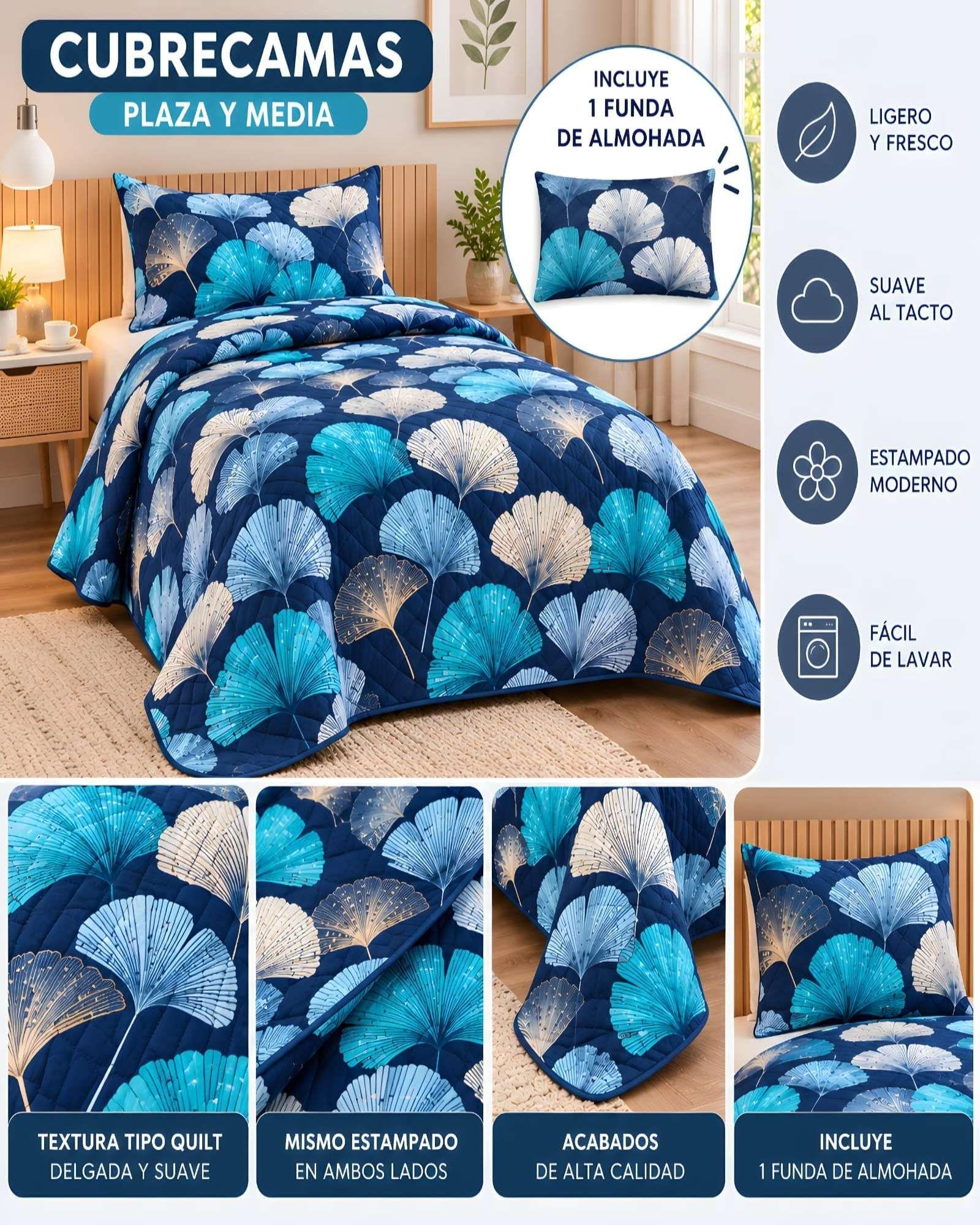 Cubrecama Quilt de Verano Plaza y Media con Funda Incluida 03-4