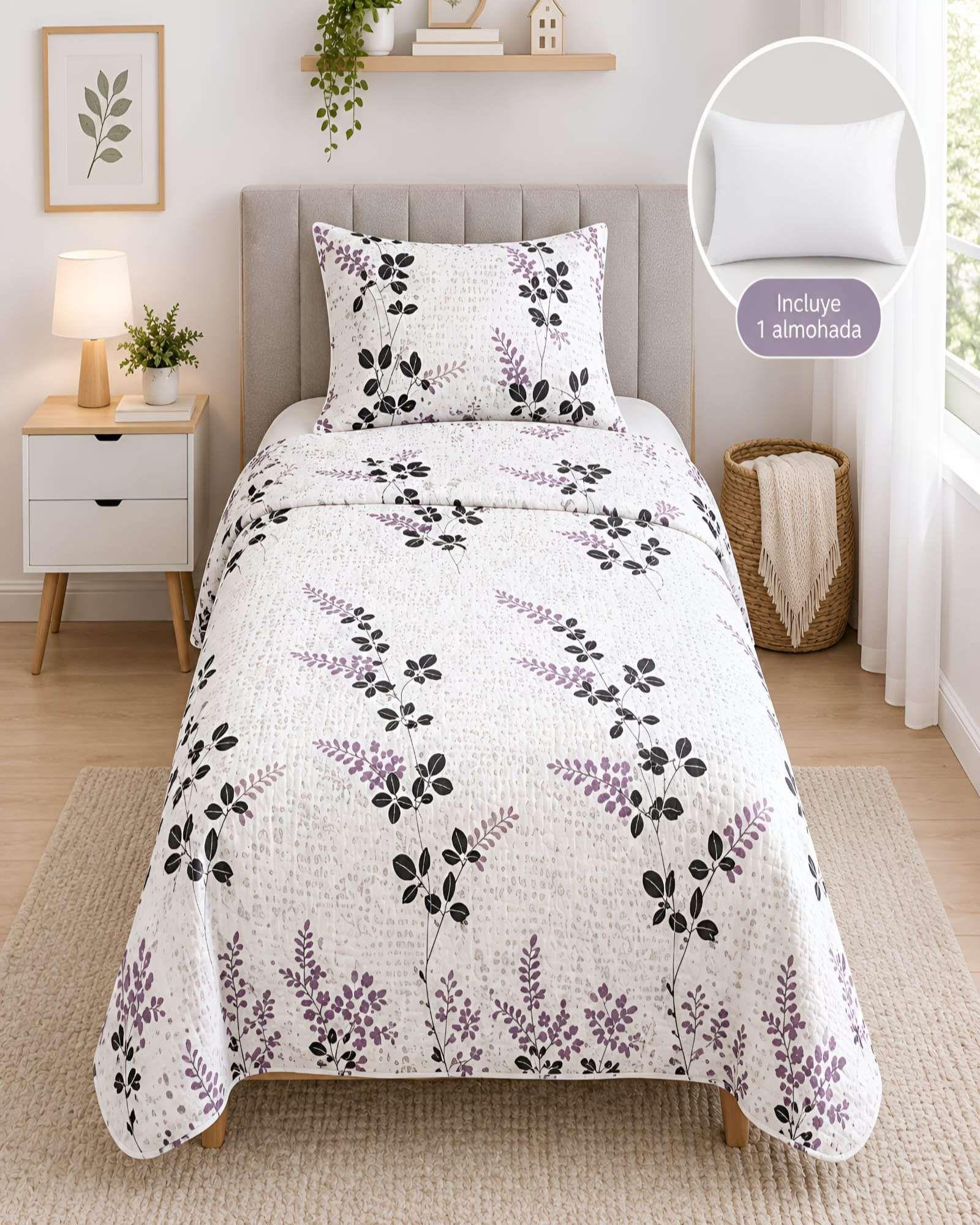 Set Cubrecama Verano 1.5 Plazas  + Almohada + Funda 10-1