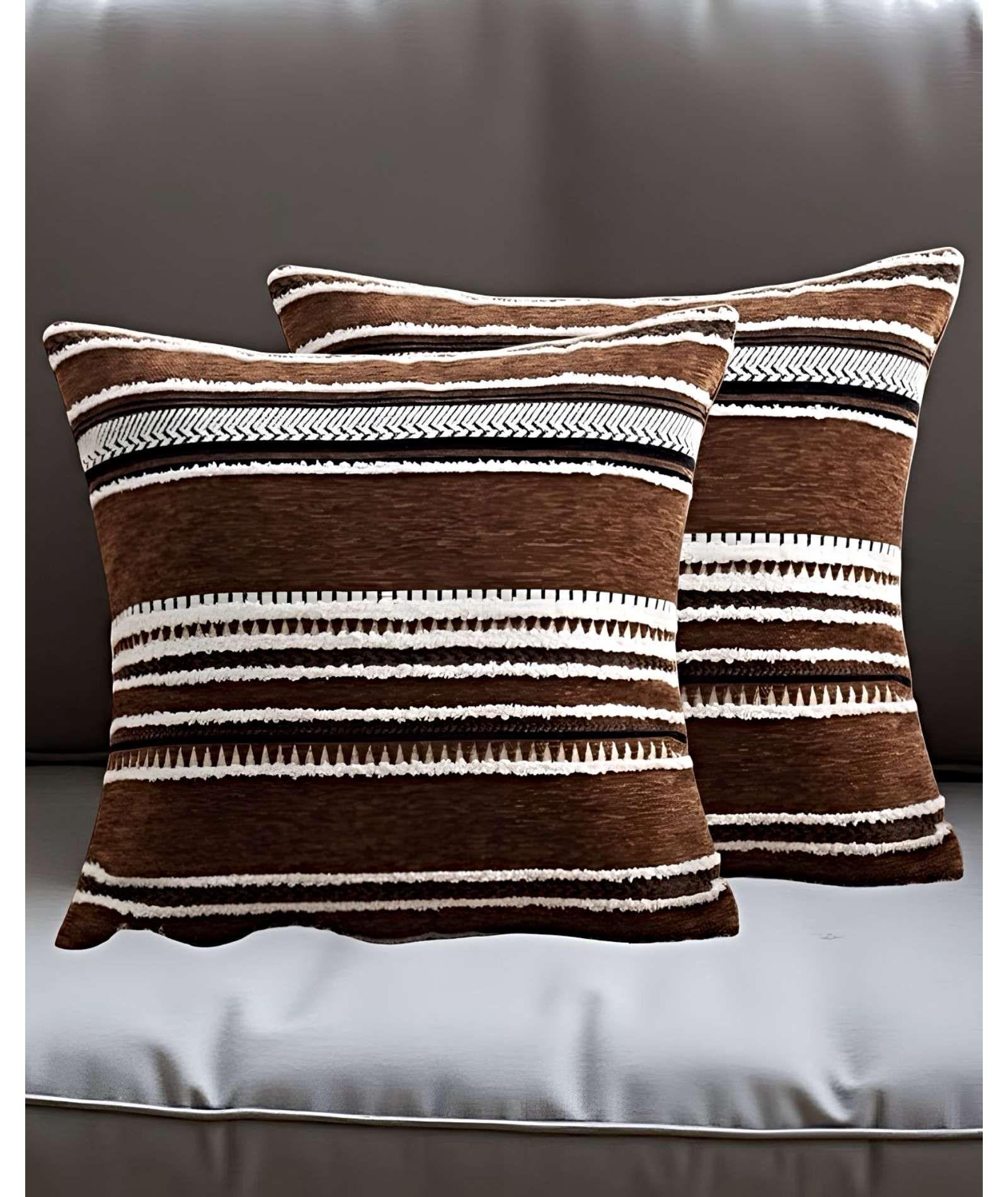 JUEGO DE 2 FUNDAS DE COJINES DISEÑO CHENILLE LINEAS MANDALA A2-2