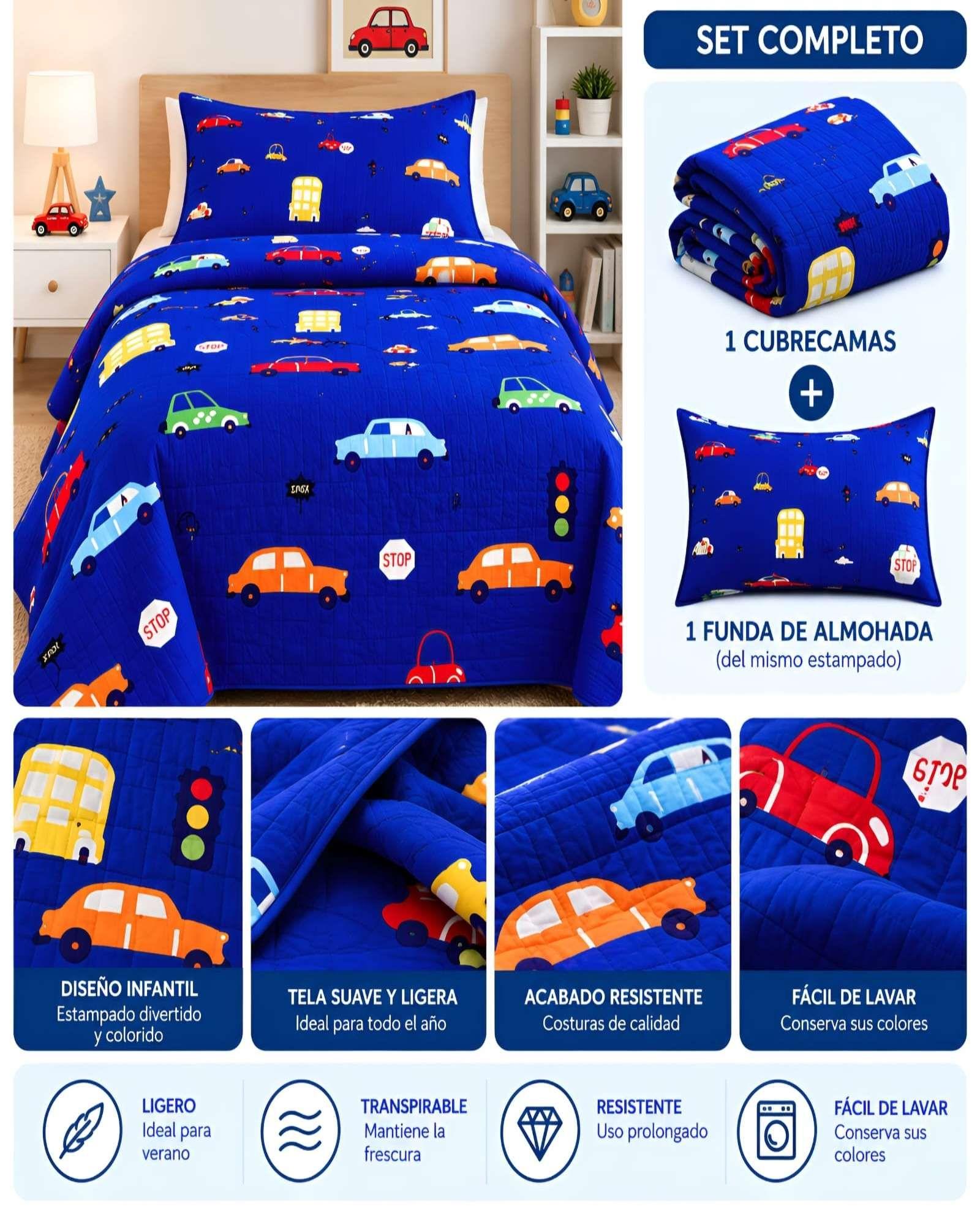 Cubrecama Quilt Verano 1.5 Plazas + Funda De Almohada-5