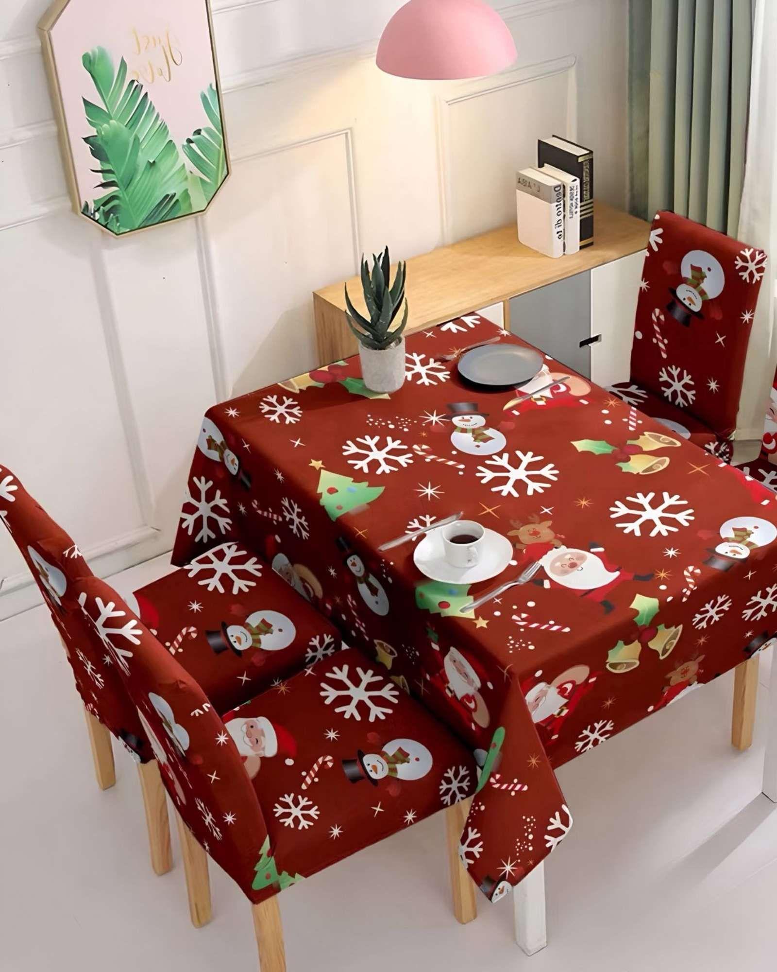 PACK Mantel más 6 fundas de sillas antimanchas navideño 140x220 cm 08-3