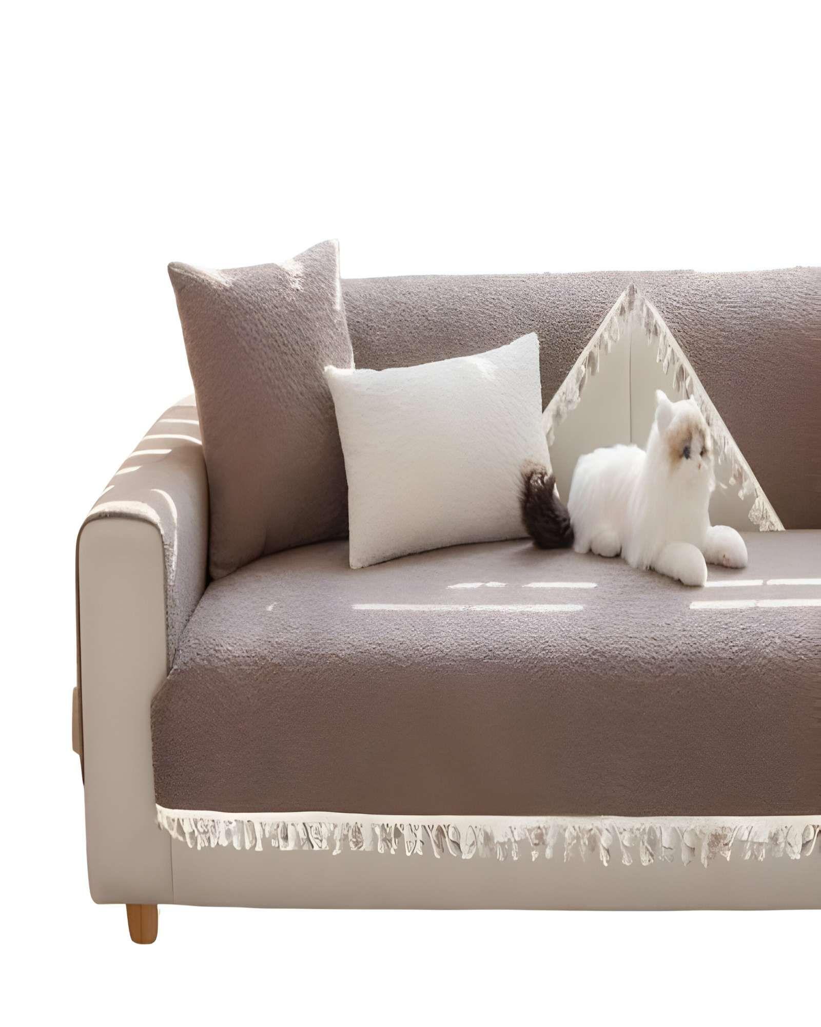 FUNDAS DE SILLÓN CON FLECOS 5 PIEZAS DE SILLÓN CON FLECOS MARRON-1