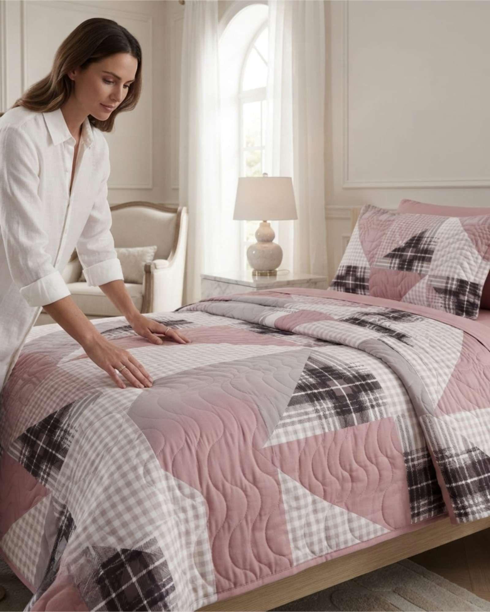 Cubrecama Quilt de Verano 1.5 Plazas Microfibra Ultra Liviano + 1 Funda 01-2