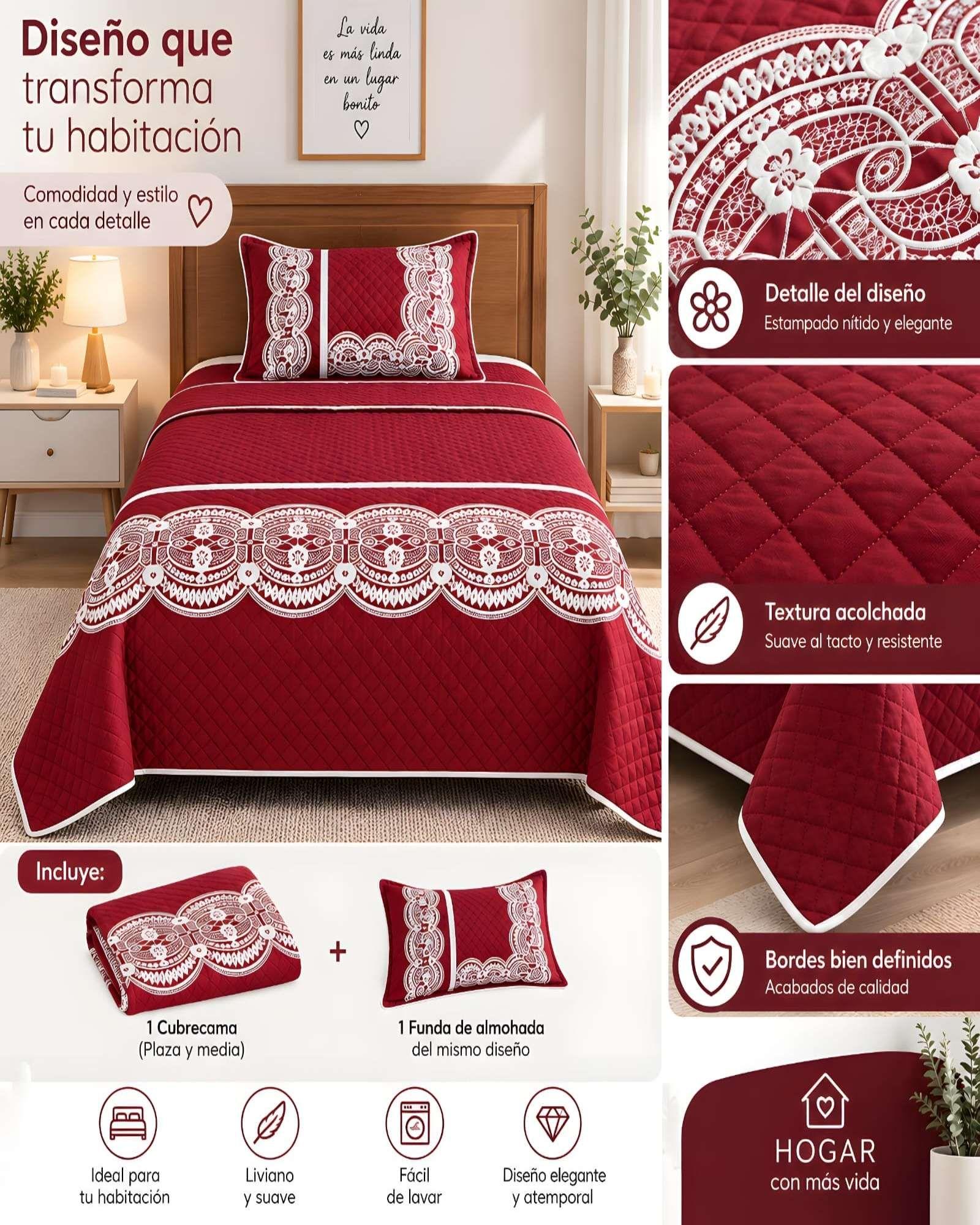 Quilt Delgado Cubrecama 1.5 Plazas + Funda de Almohada D5-3