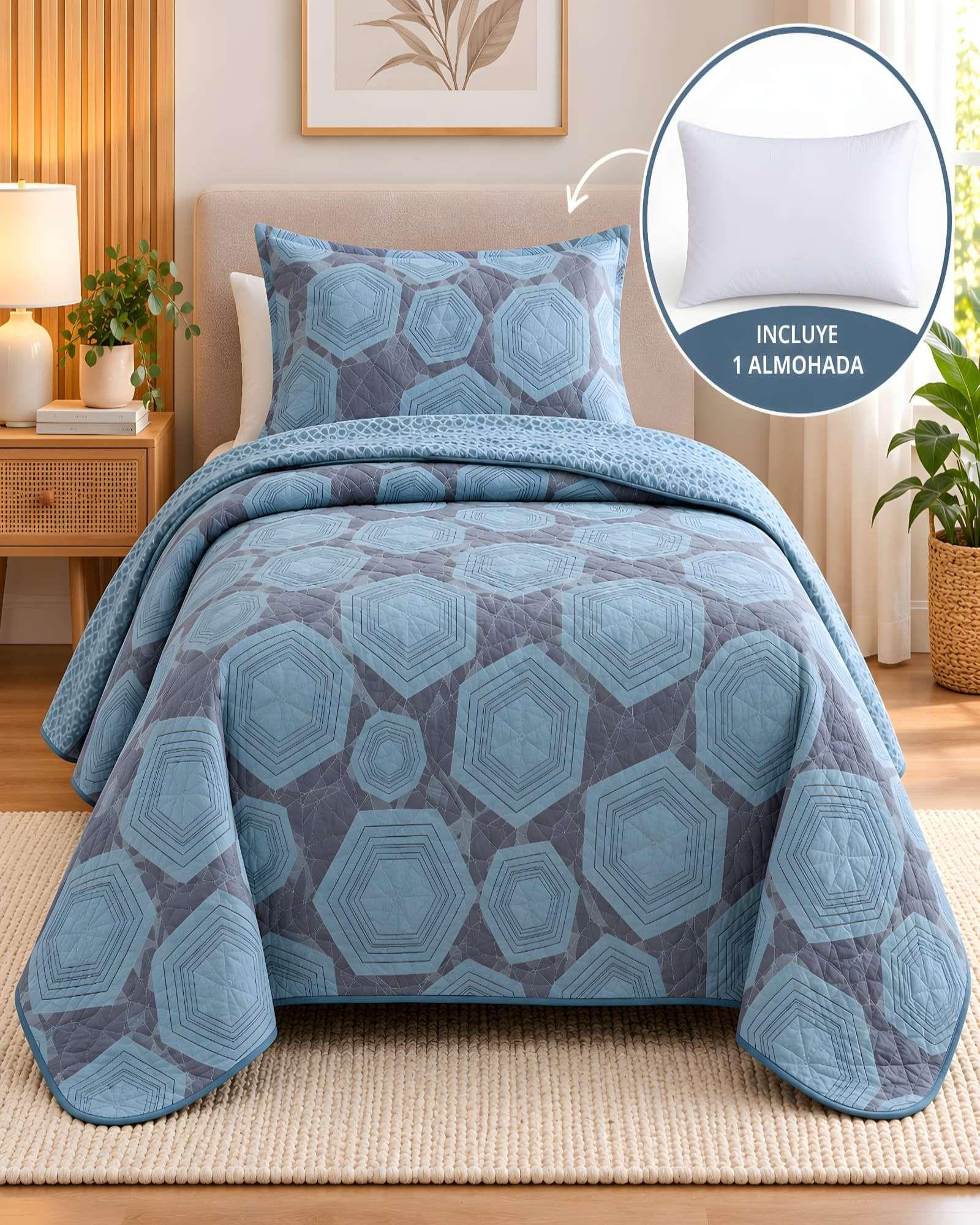 Cubrecama Quilt 1.5 Plazas para Verano con Almohada Incluida 01-0