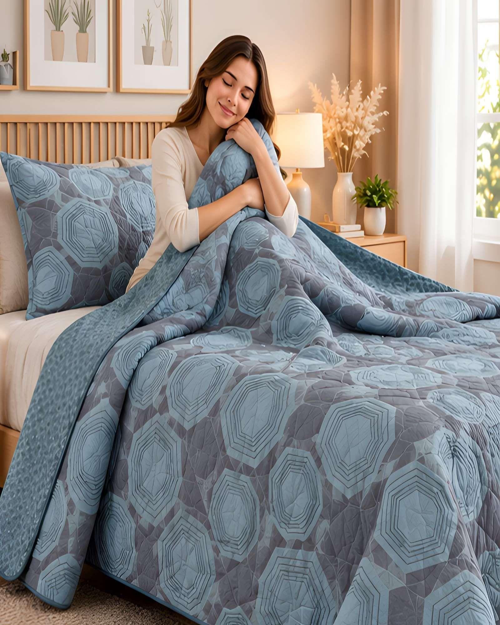 Cubrecama Quilt 1.5 Plazas para Verano con Almohada Incluida 01-1