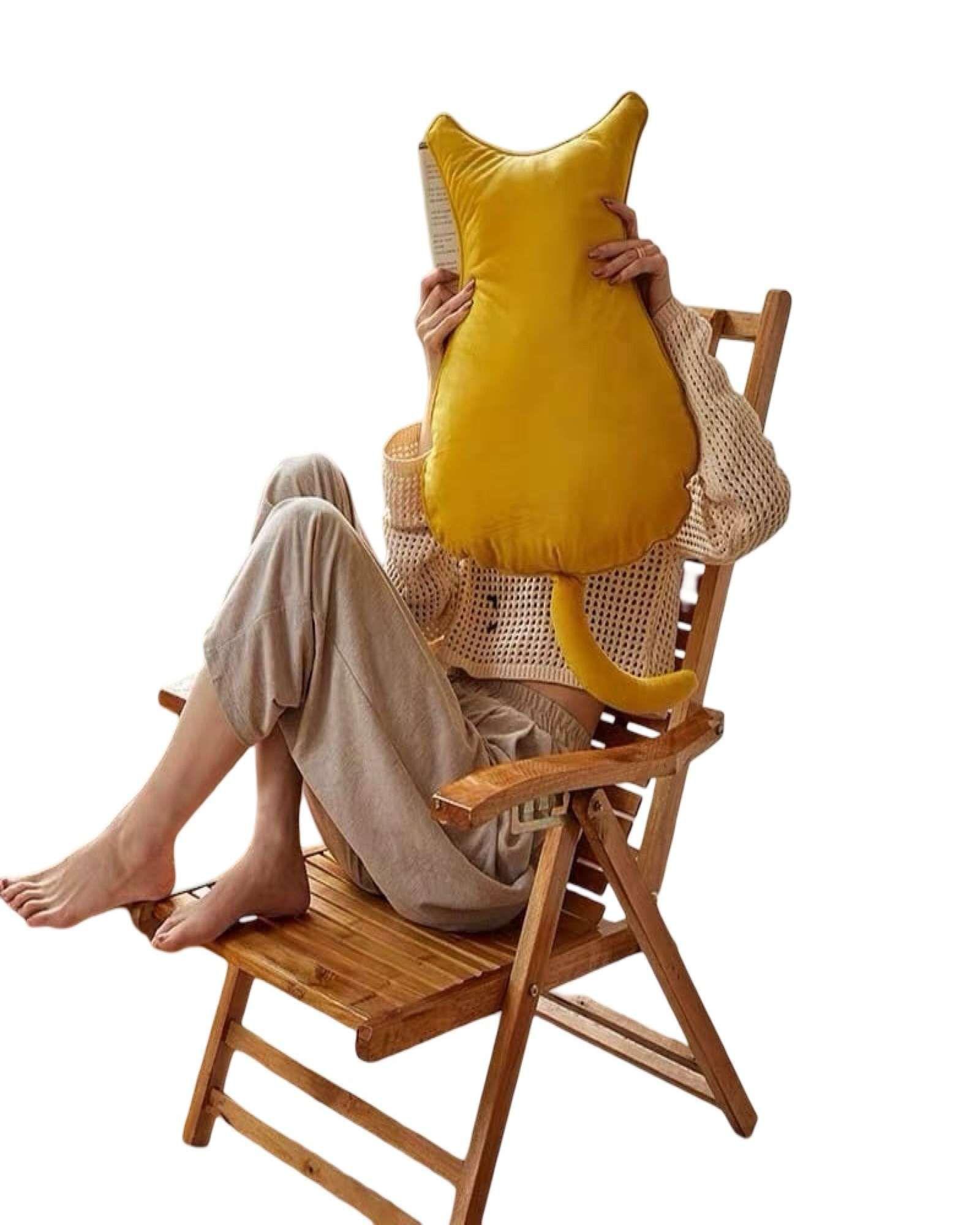Cojin Almohada de Gato Extra Suave para decorar o apego para niños Amarillo-1