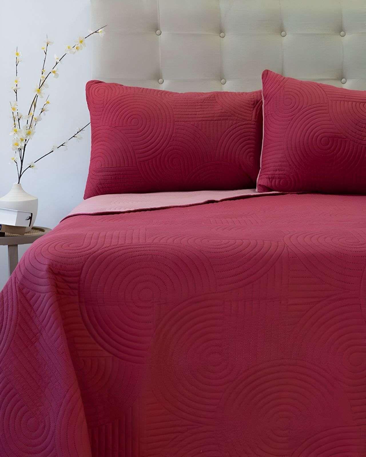 Cubrecama Quilt Hotpress Liso Bicolor 2 Plazas Doral M01-0