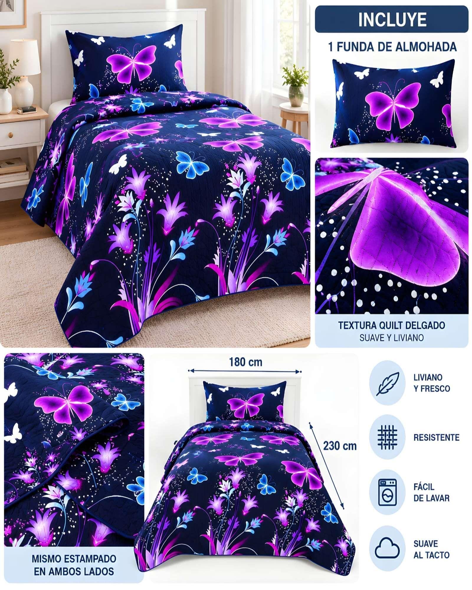 Cubrecama Quilt de Verano Plaza y Media con Funda Incluida 11-4