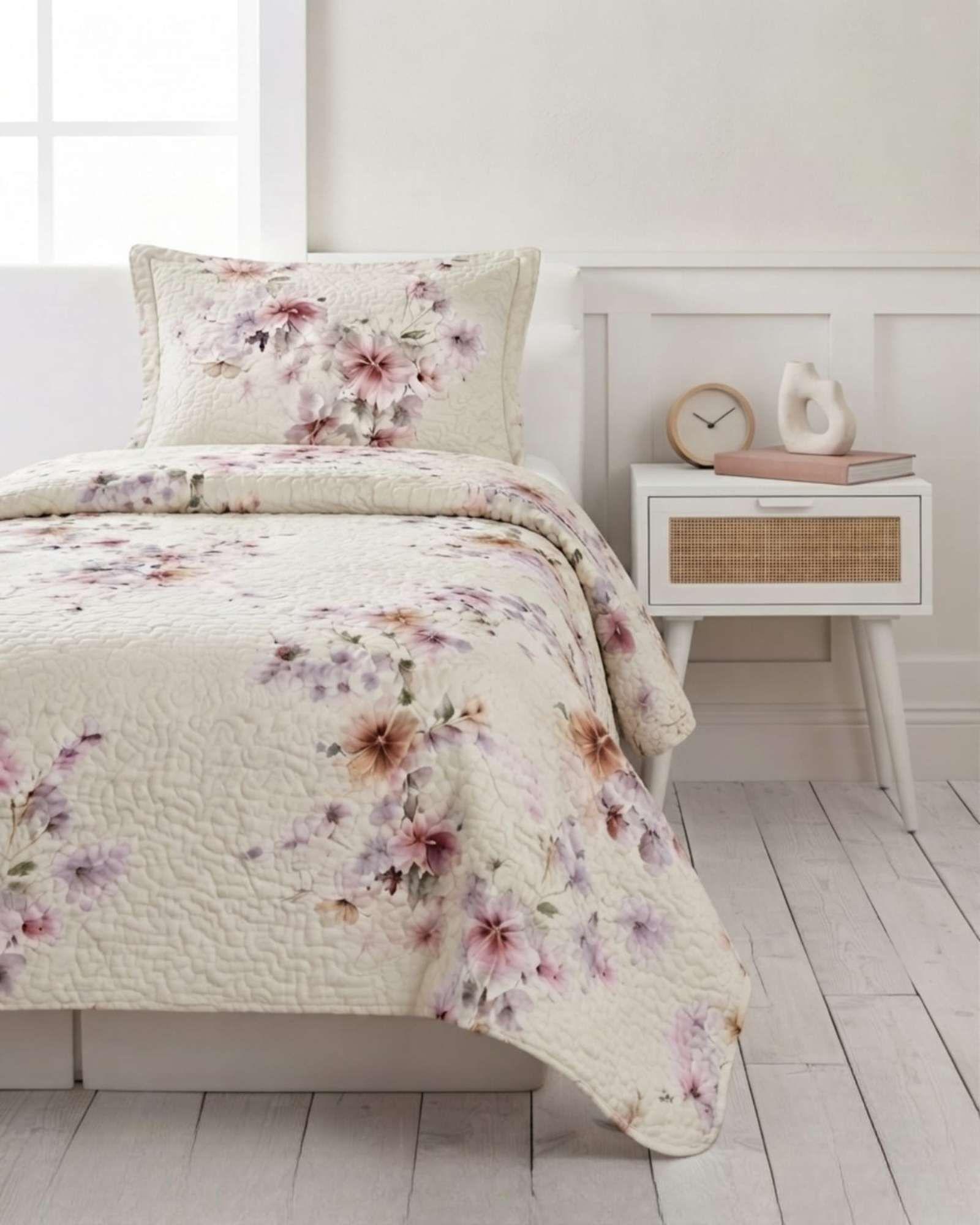 Set Cubrelecho Quilt Verano 1.5 Plazas Fresco + 1 Almohada a5-2