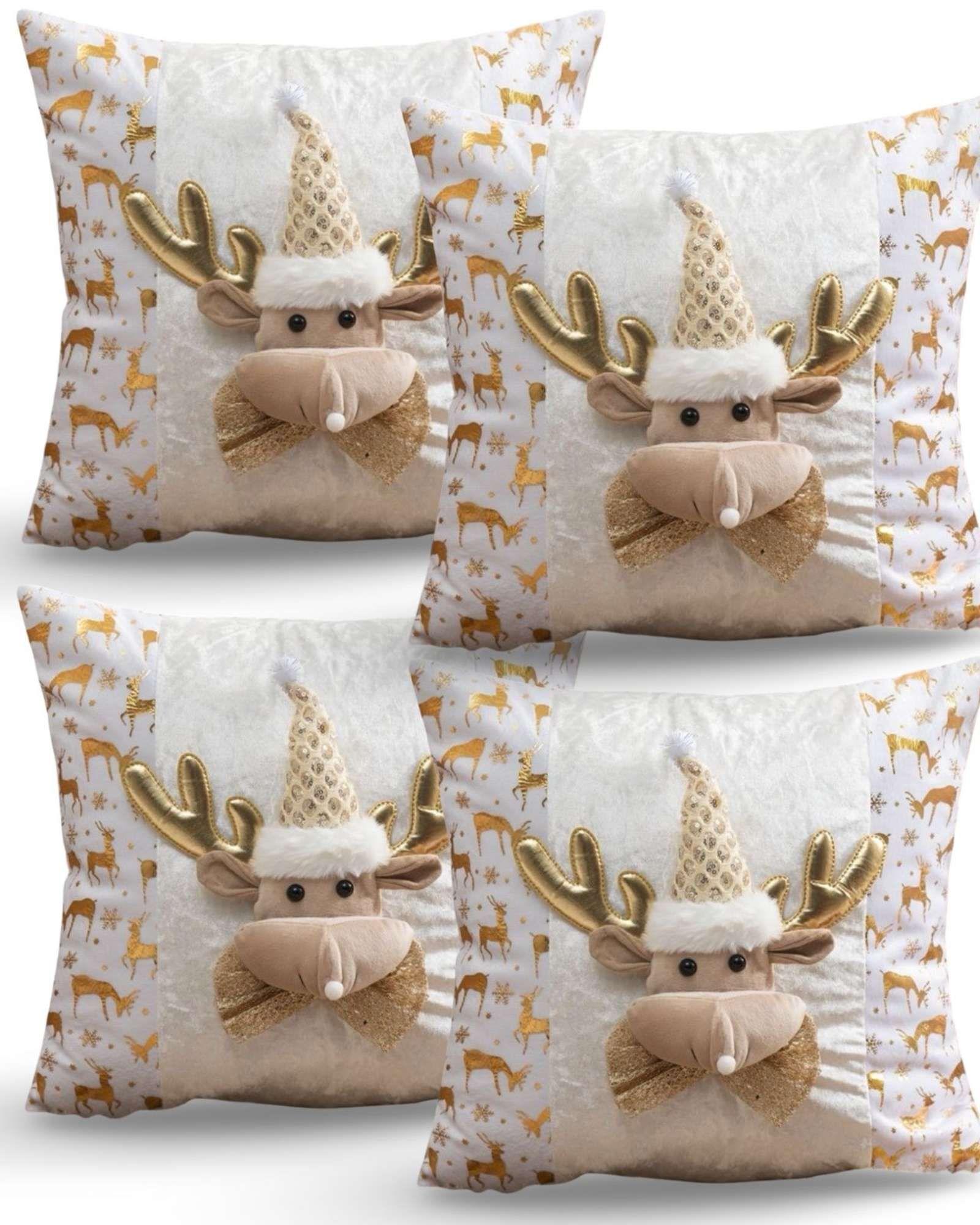 PACK DE 4 FUNDAS DE COJIN PARA NAVIDAD 3D   B13-0