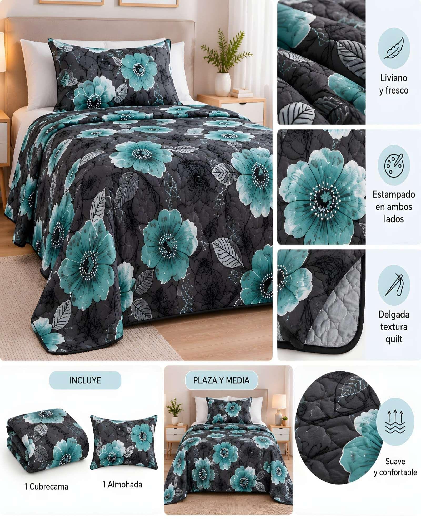Cubrecama Quilt de Verano Plaza y Media con Funda Incluida 15-4