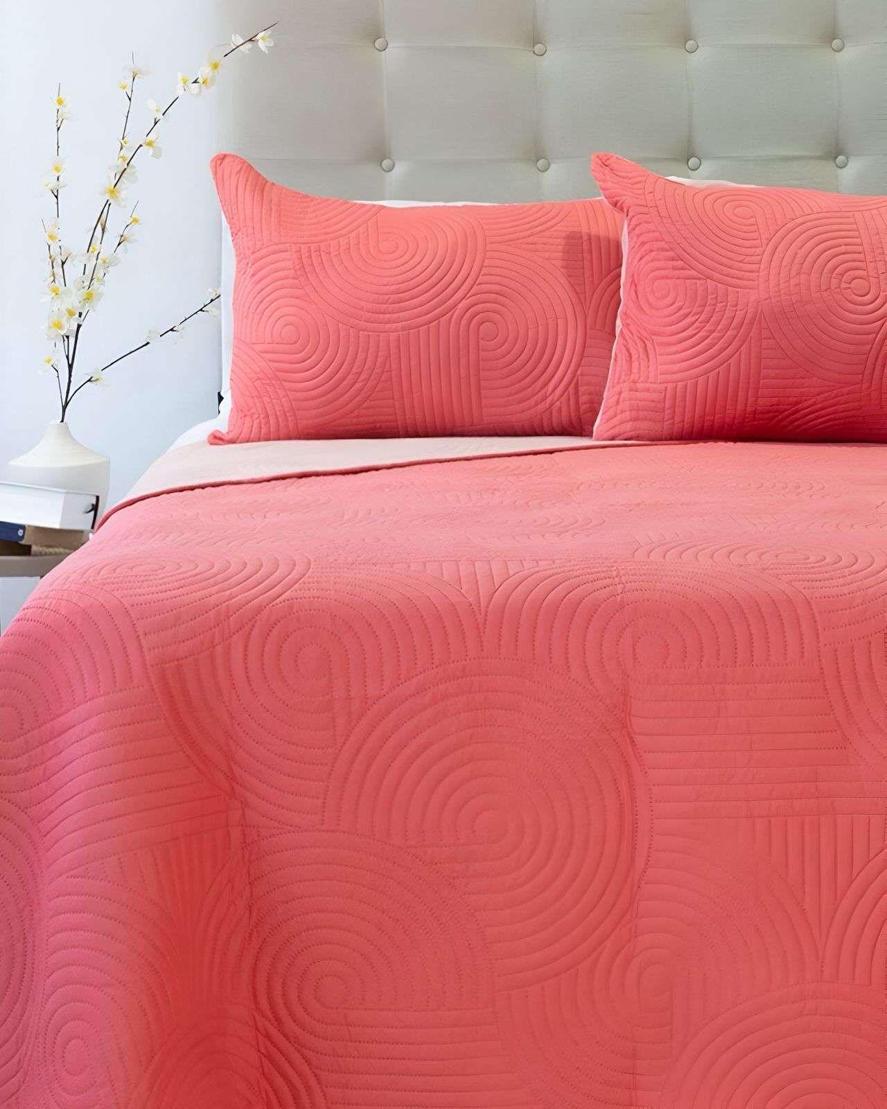 Cubrecama Quilt Hotpress Liso Bicolor King Doral D08-2