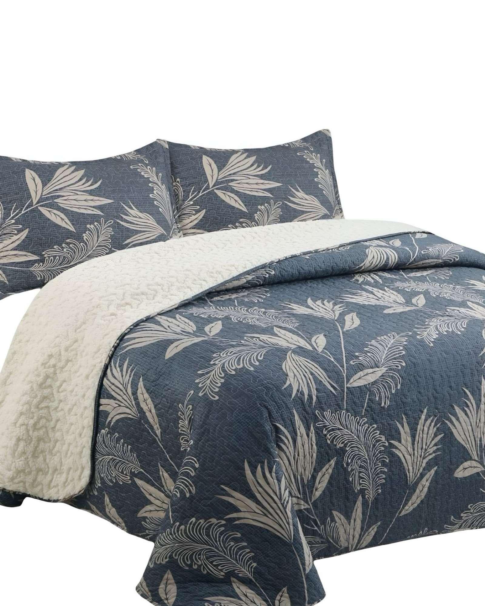 Cubrecama Quilt con sherpa 2 plaza gris 230 cm x 250 cm J8-2