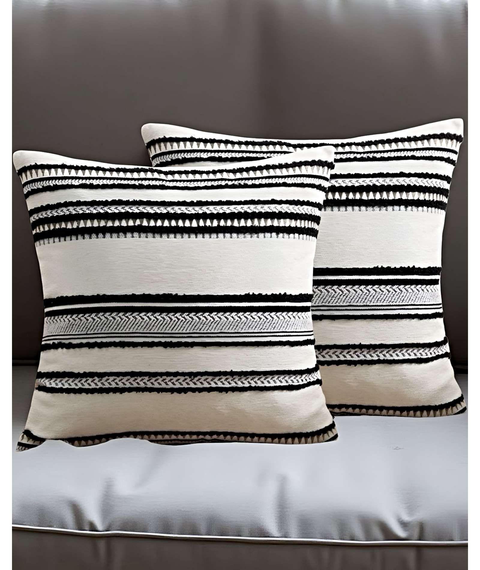 JUEGO DE 2 FUNDAS DE COJINES DISEÑO CHENILLE LINEAS MANDALA A4-2