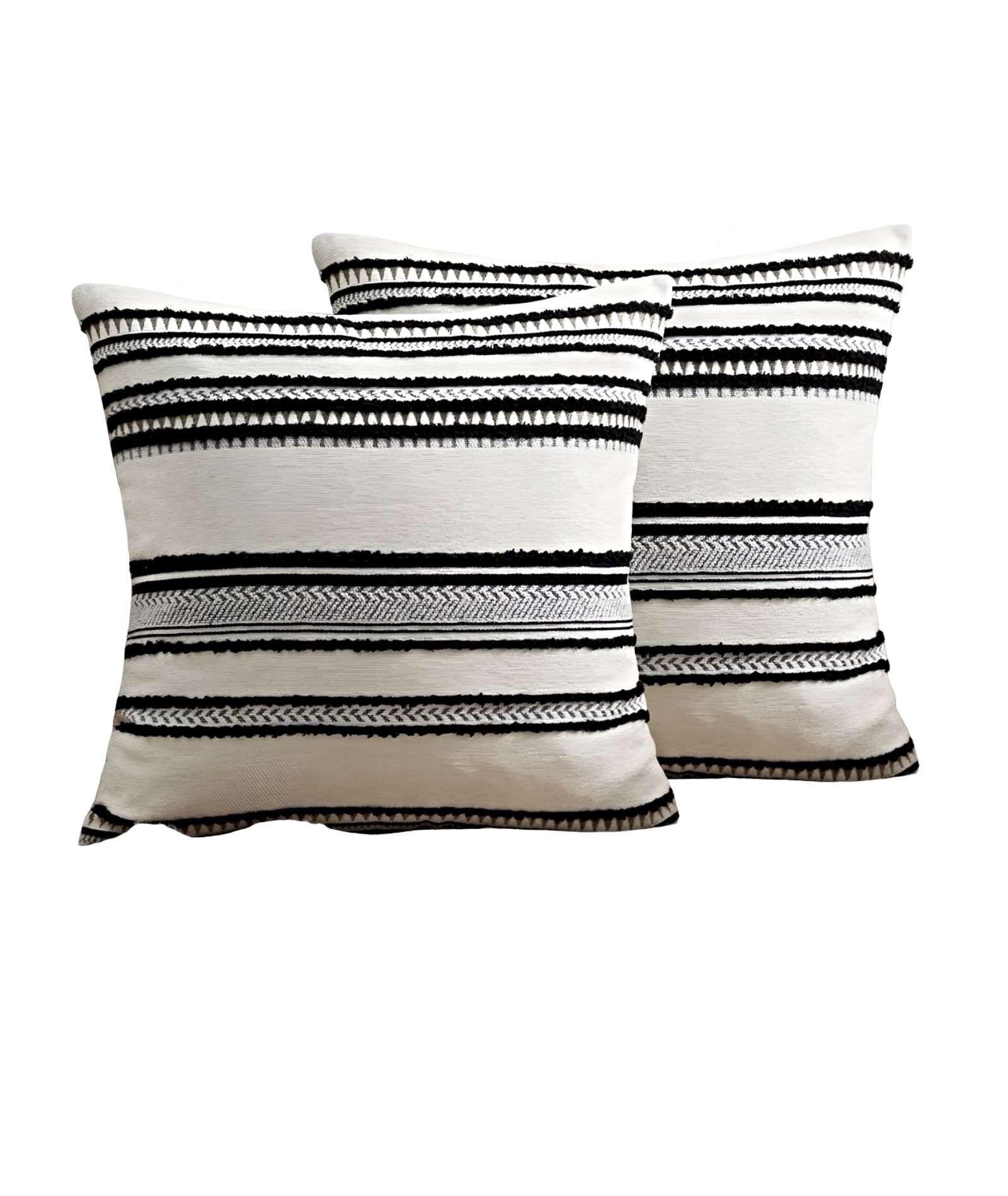 JUEGO DE 2 FUNDAS DE COJINES DISEÑO CHENILLE LINEAS MANDALA A4-3