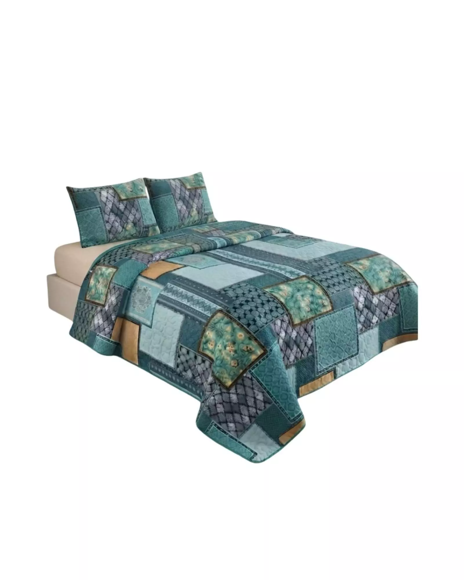 Cubrecama Quilt de Verano King Delgado Ultra Liviano + 2 Almohadas 02-5