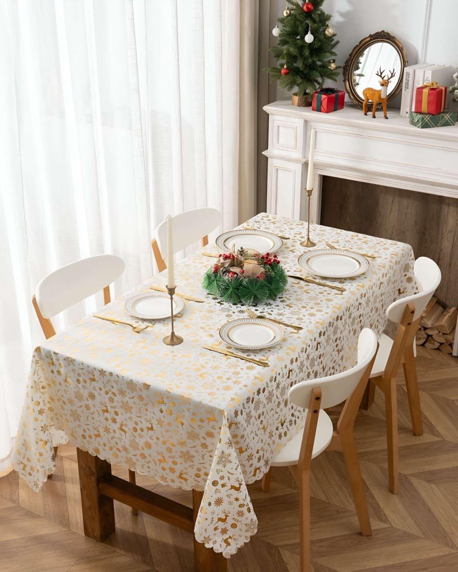 Mantel decorativo antimanchas Diseño navideño 140x220 cm 09-3