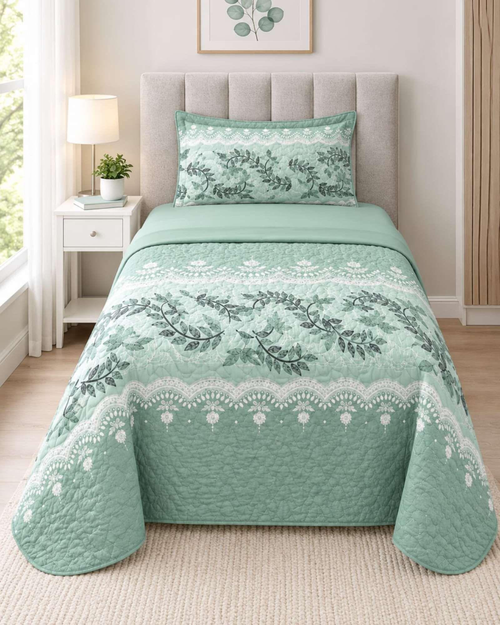 Juego De Cama 1.5 Plazas Cubrecama Quilt Verano Con Sabanas 10-1