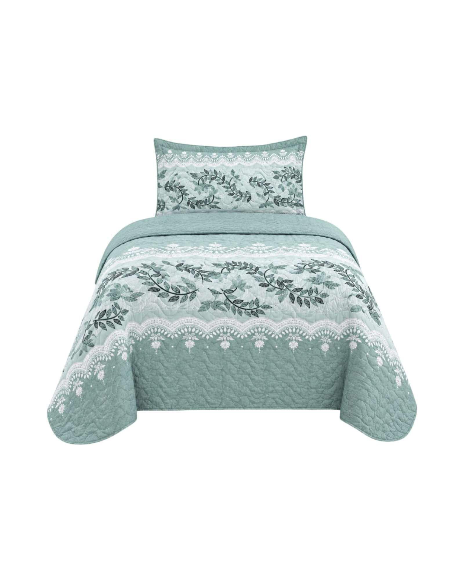 Juego De Cama 1.5 Plazas Cubrecama Quilt Verano Con Sabanas 10-5