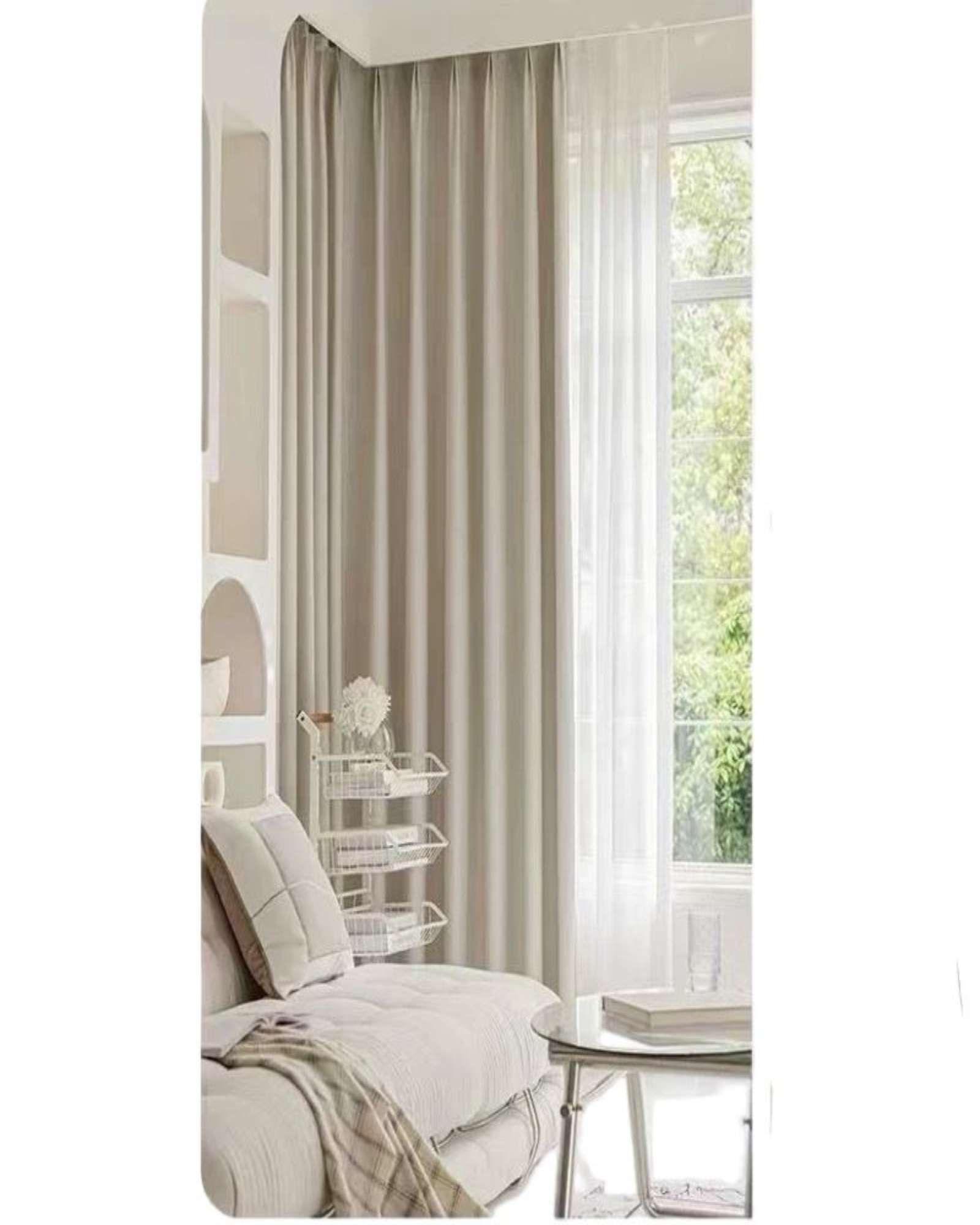 CORTINAS LIVING DORMITORIO 2 PAÑOS CON ARGOLLA BEIGE CLARA -1