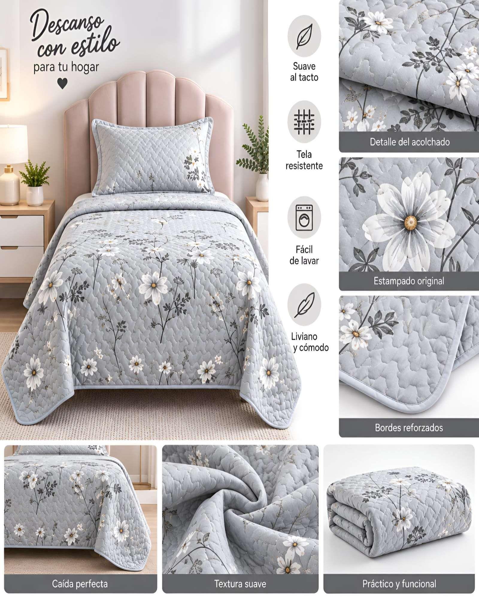 Set Cubrecama Verano 1.5 Plazas  + Almohada + Funda 23-4