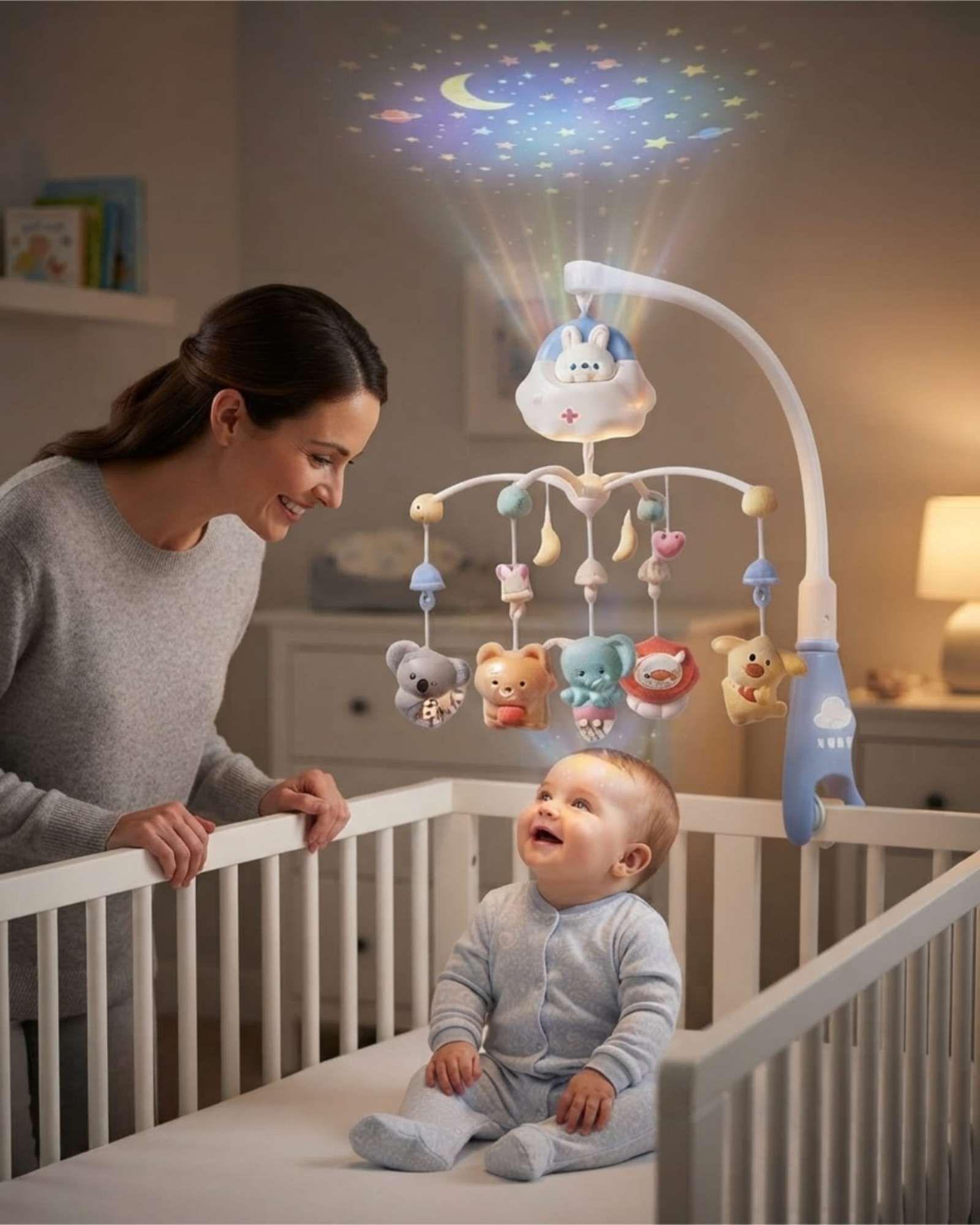 Móvil De Cuna Para Bebés Con Luz, Música Y Control Remoto m2-1