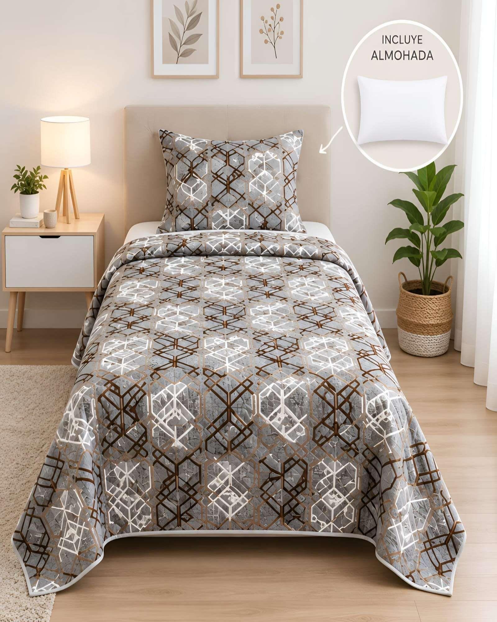 Set Cubrecama Verano 1.5 Plazas  + Almohada + Funda 17-0