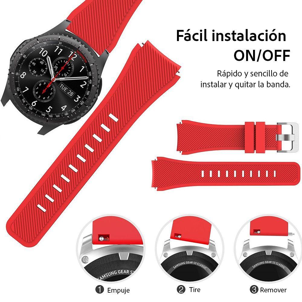  Correa para Smart Watch universal 22 mm de Silicona Rojo-3