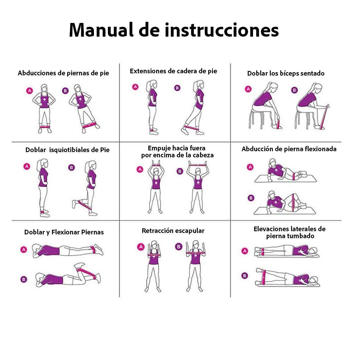 Bandas de Ejercicio Elásticas Pack con 5 Niveles de Fuerza-4