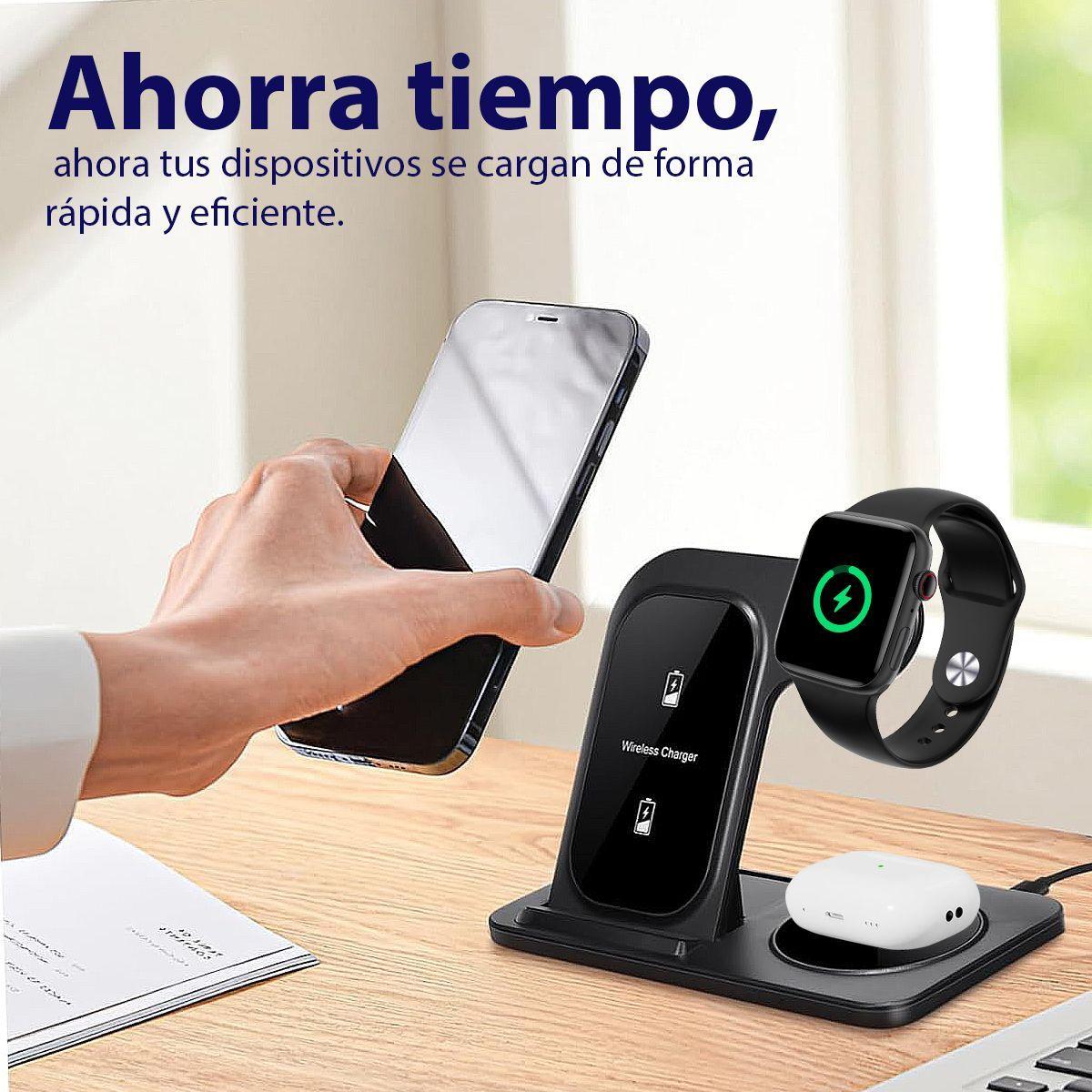 Cargador Inalámbrico 3 en 1 para iPhone, AirPods, iWatch-1