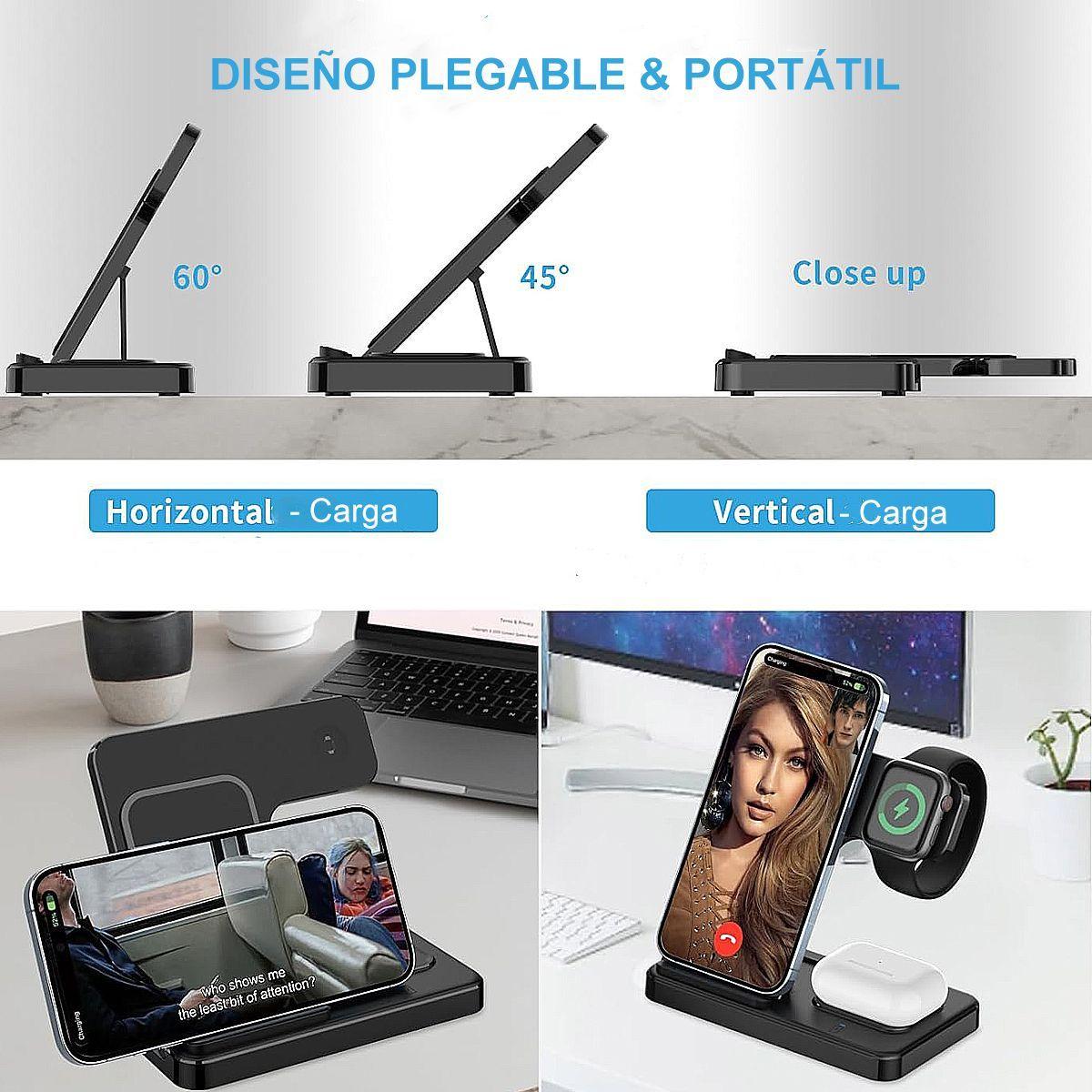 Cargador Inalámbrico 3 en 1 para iPhone, AirPods, iWatch-2