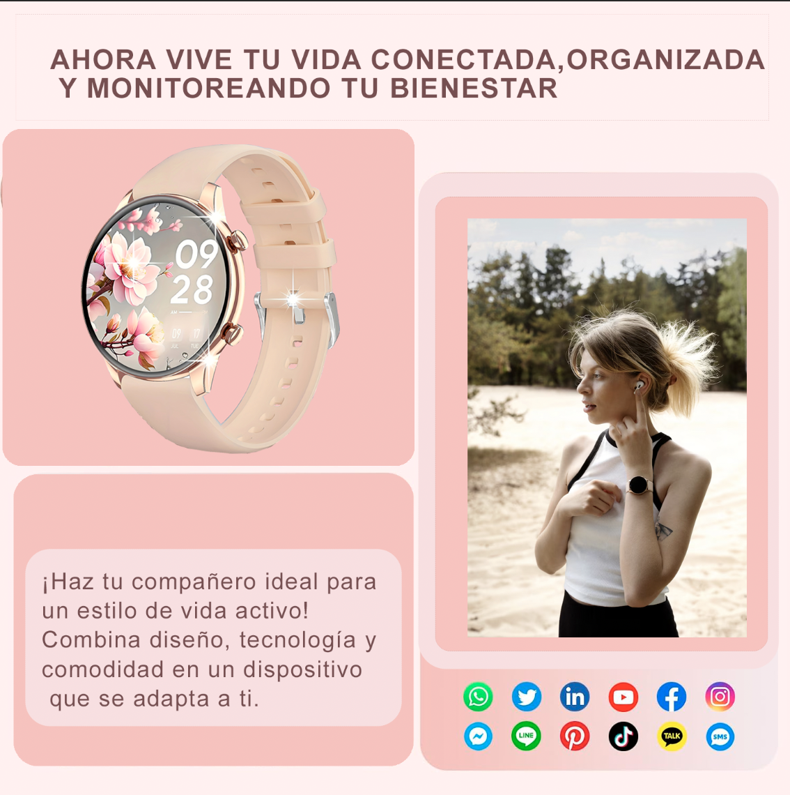 Smartwatch para mujer con Llamadas y Rastreo Fitness-1