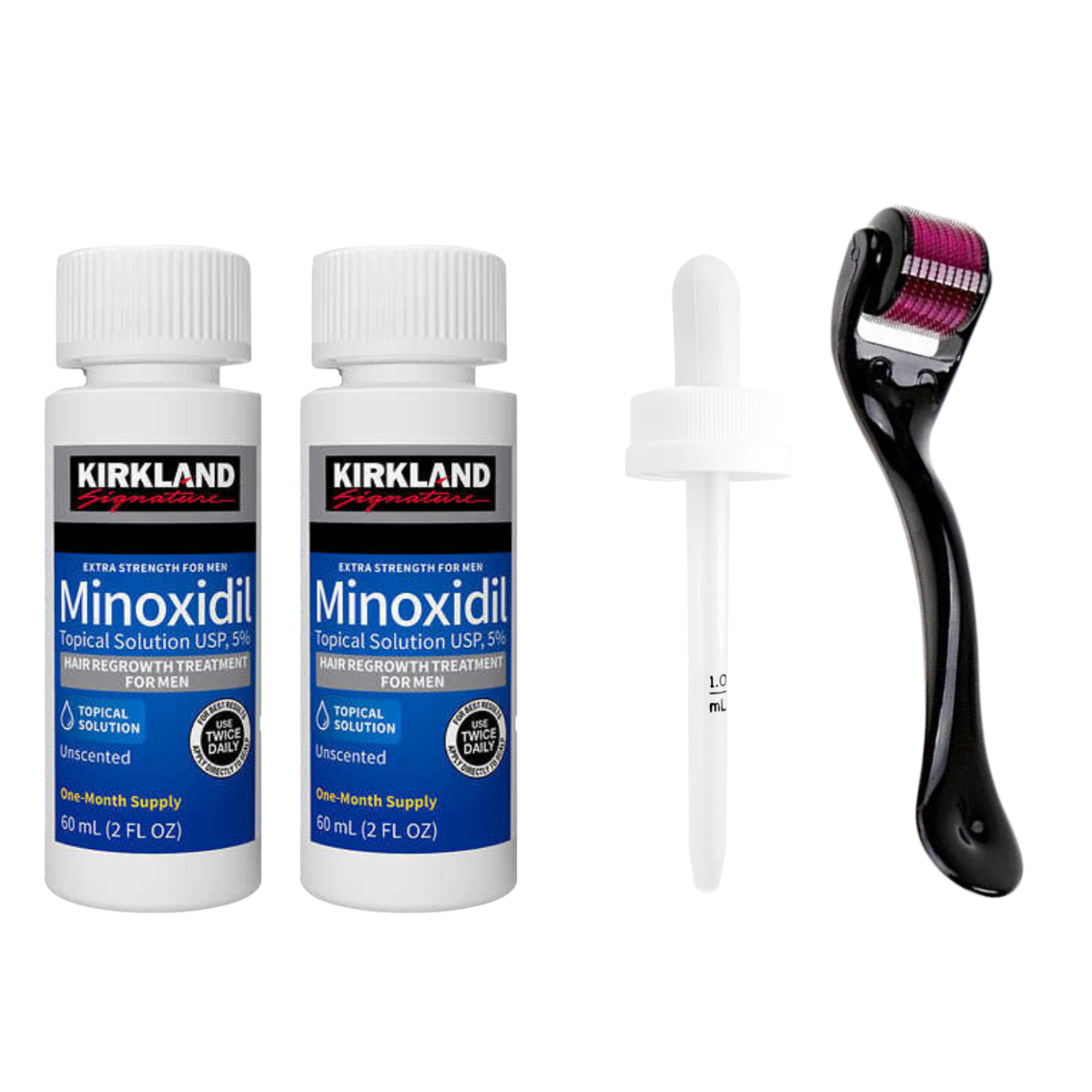 Minoxidil Kirkland 5% 2 meses +Dermaroller +gotero o atomizador (obsequio mascarilla hidratante) -0