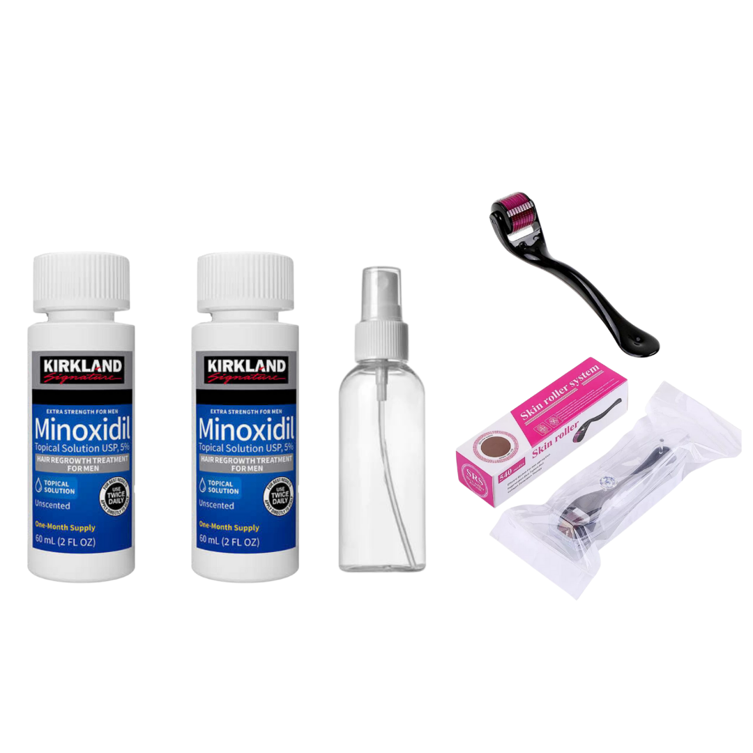 Minoxidil Kirkland 5% 2 meses +Dermaroller +gotero o atomizador -2