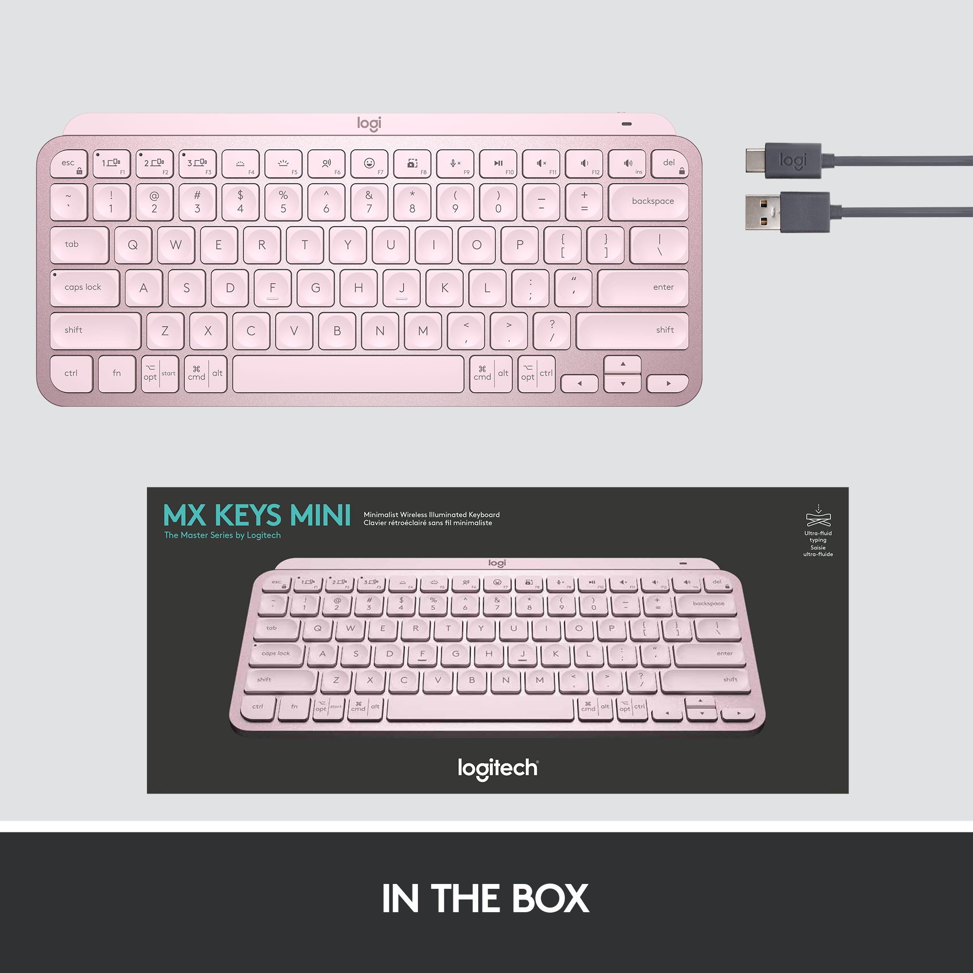 Teclado Logitech Mx Keys Mini Rose-2