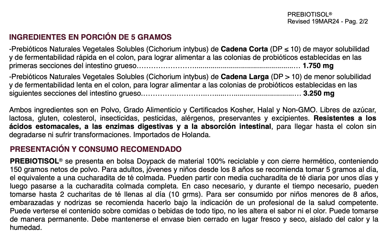 Prebótico Prebiotisol 150 g.-3