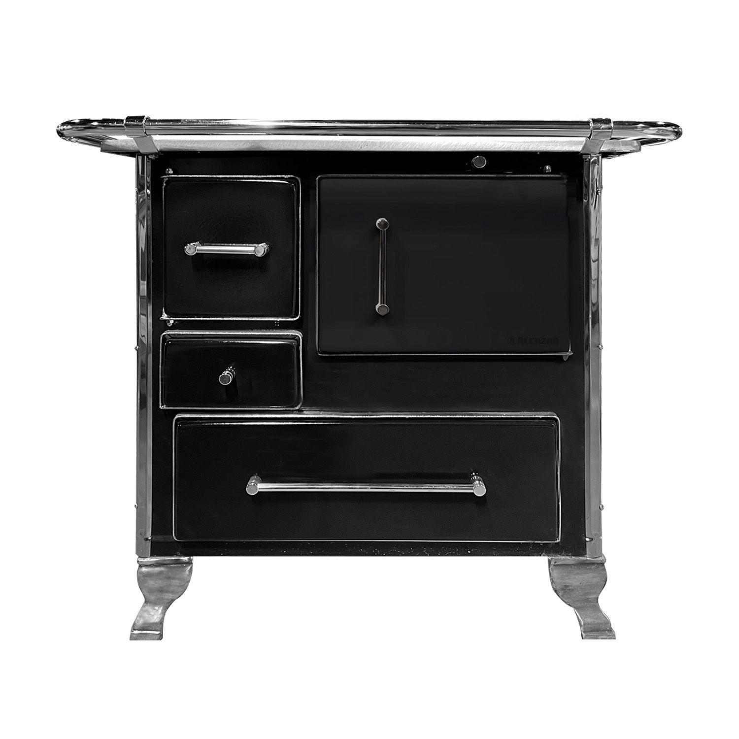 Cocinaa Leña Alcazar Llaima Mueble 80 Negra-0