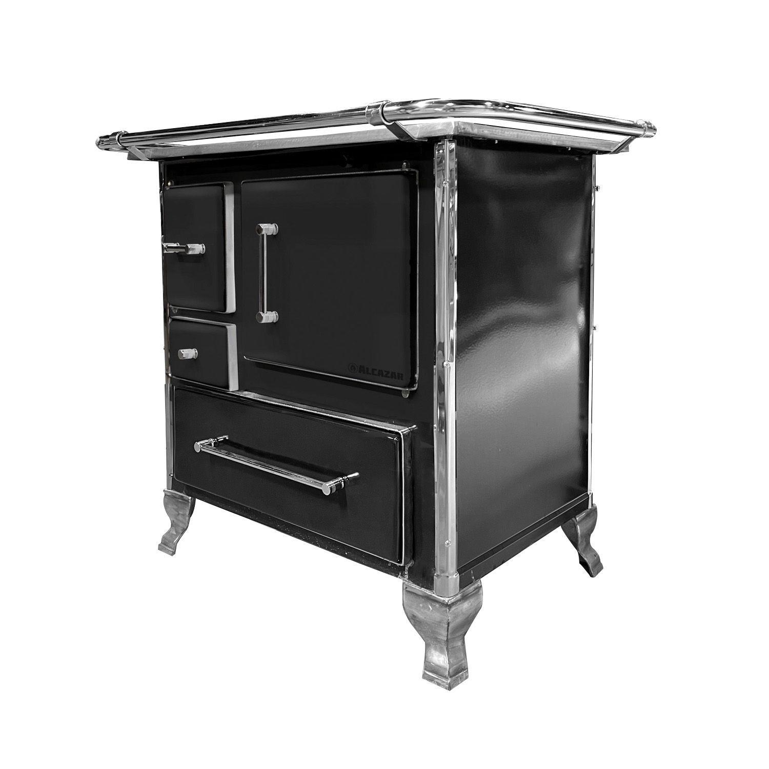 Cocinaa Leña Alcazar Llaima Mueble 80 Negra-2