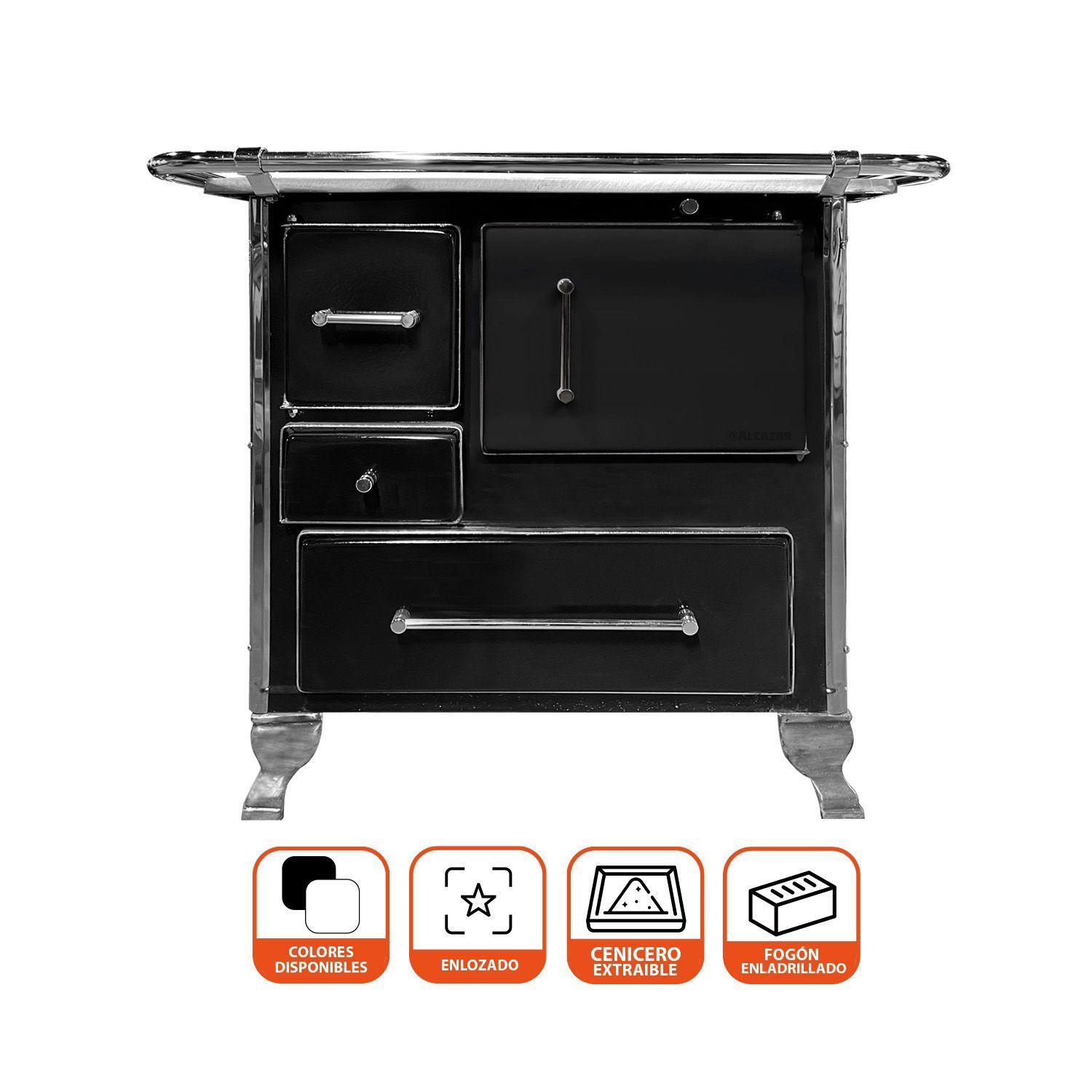 Cocinaa Leña Alcazar Llaima Mueble 80 Negra-5