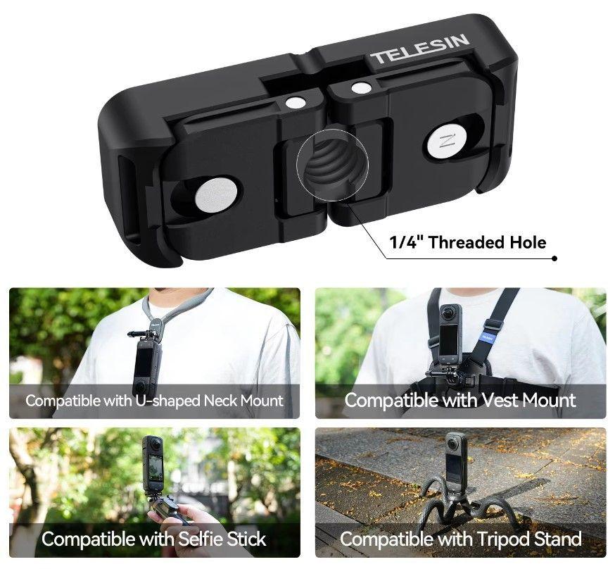 Adaptador Magnético para Insta360 X4 Dos Garras para Montaje-2