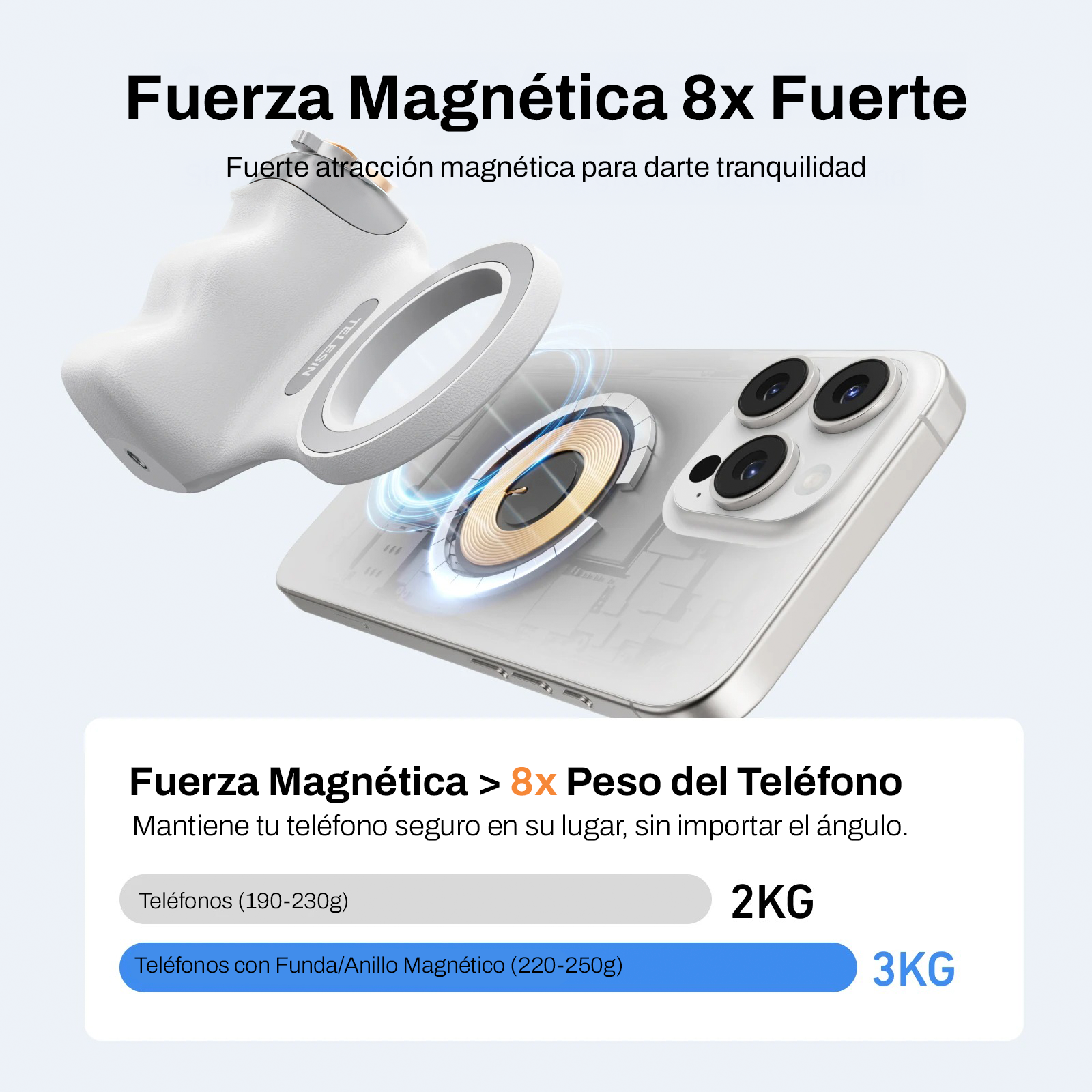 Kit Grip MagSafe + Luz LED Espejo y Disparador para Teléfono-2