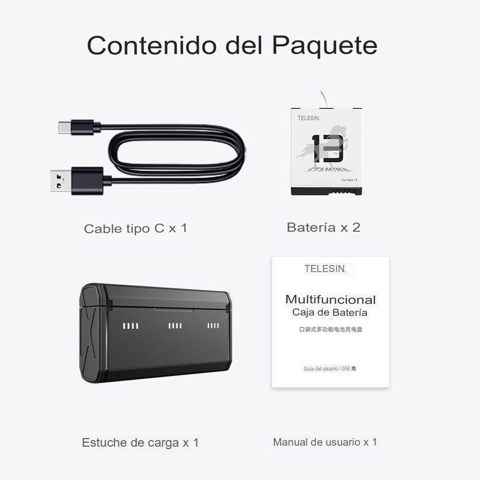 Cargador triple + 2 baterías Enduro para GoPro Hero 13 Black-2