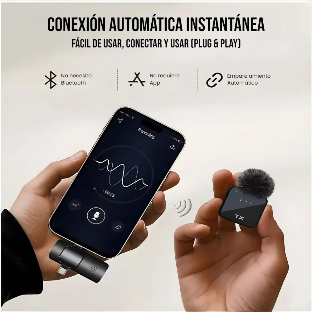 Micrófonos Inalámbrico Audio Profesional Tipo-C y Lightning-2