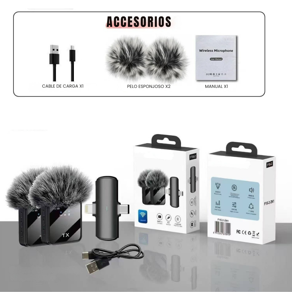 Micrófonos Inalámbrico Audio Profesional Tipo-C y Lightning-4