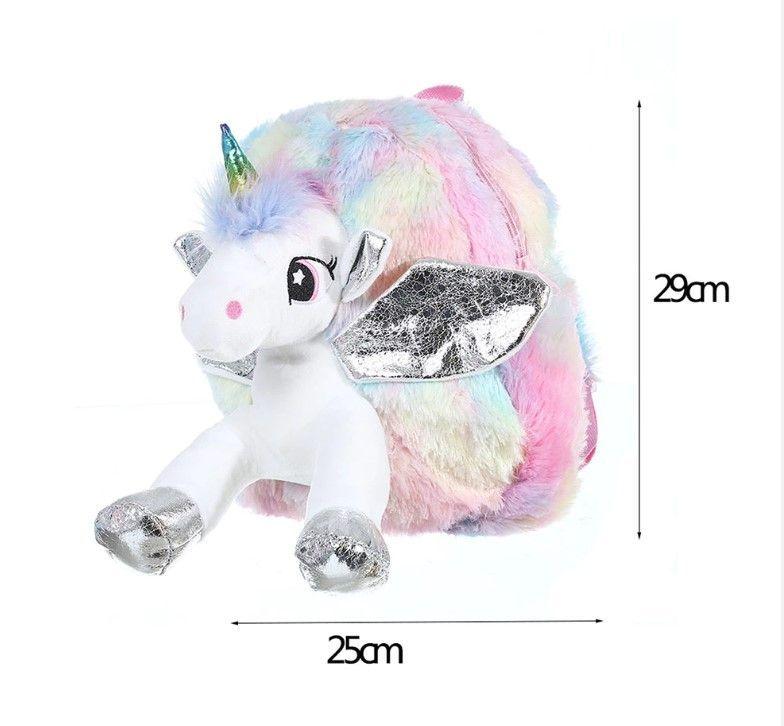 Mochila Unicornio 3D Peluda para Niñas-5