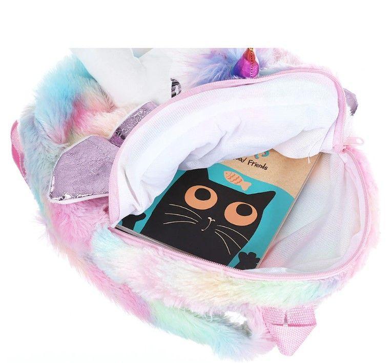 Mochila Unicornio 3D Peluda para Niñas-4