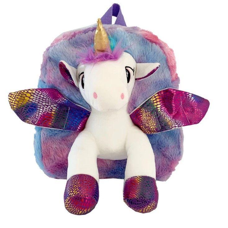 Mochila Unicornio 3D Peluda para Niñas-2